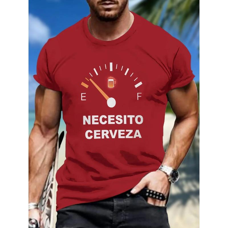 Men's Gradient Color Beer Graphic Print T-Shirt Short Sleeve Crew Neck Tee Vacation Casual Men's Clothing Summer Outdoor T-shirts