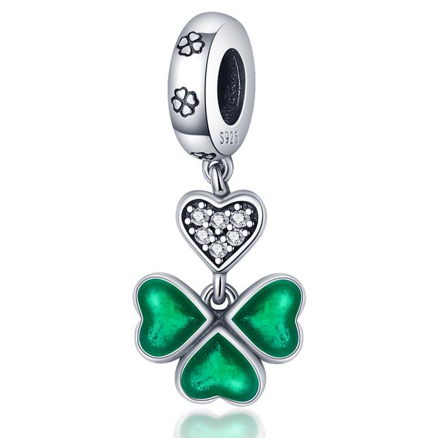 925 Sterling Silver Green Butterfly Flower Dragonfly Fit Woman's Enamel Charms Pendants Jewely Making Gifts