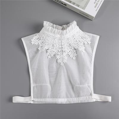 Faux Cols Blancs Brodés pour Femme Ajustables Amovibles Faux Cols de Chemise Haut de Blouse Demi-Chemise Accessoires Décoratifs