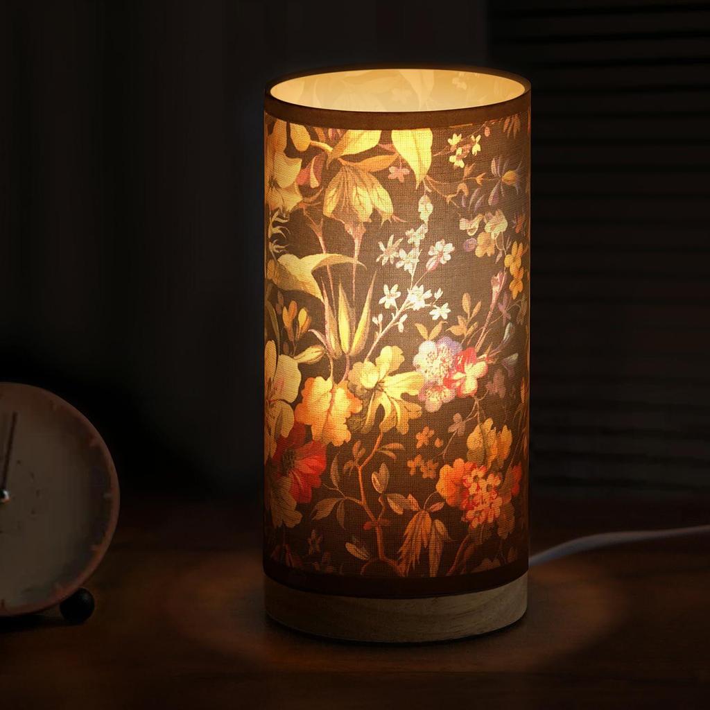 Night Lamp - Oil Paint Themed Bedside Reading Lamp with Wooden Base for Night, Bed Room, Living Room, Home & Decor