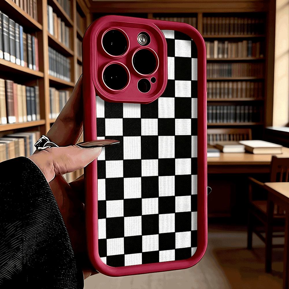 Black and White Checkerboard Soft TPU Shockproof Case For Xiaomi Redmi Note 15 14 13 12 11 Pro Anti-Fall Protective Back Cover