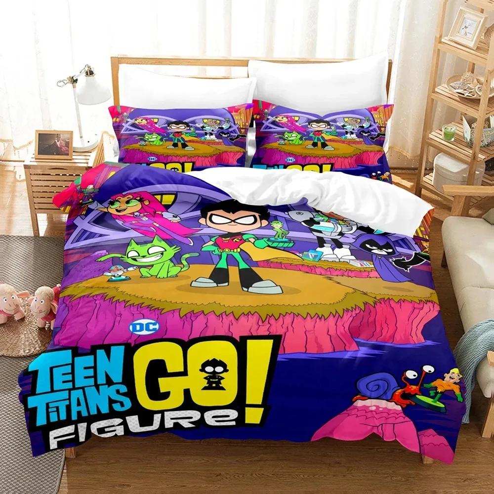 

3D Print Teen Titans Go Bedding Set Double Twin King Duvet Cover Comforter Pillowcase Boys Girls Adults Bedroom US Twin 173x218cm