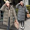 Russia thickened winter long knee cotton clothes women's Korean version thickened hooded simple bread clothes winter coat
