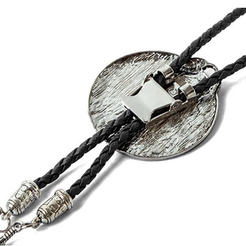 Metal Russian Empire Eagle Pendant Cowboy Bolo Tie Western Artificial Leather Rope Necktie Jewelry Shirt Chain Necklace