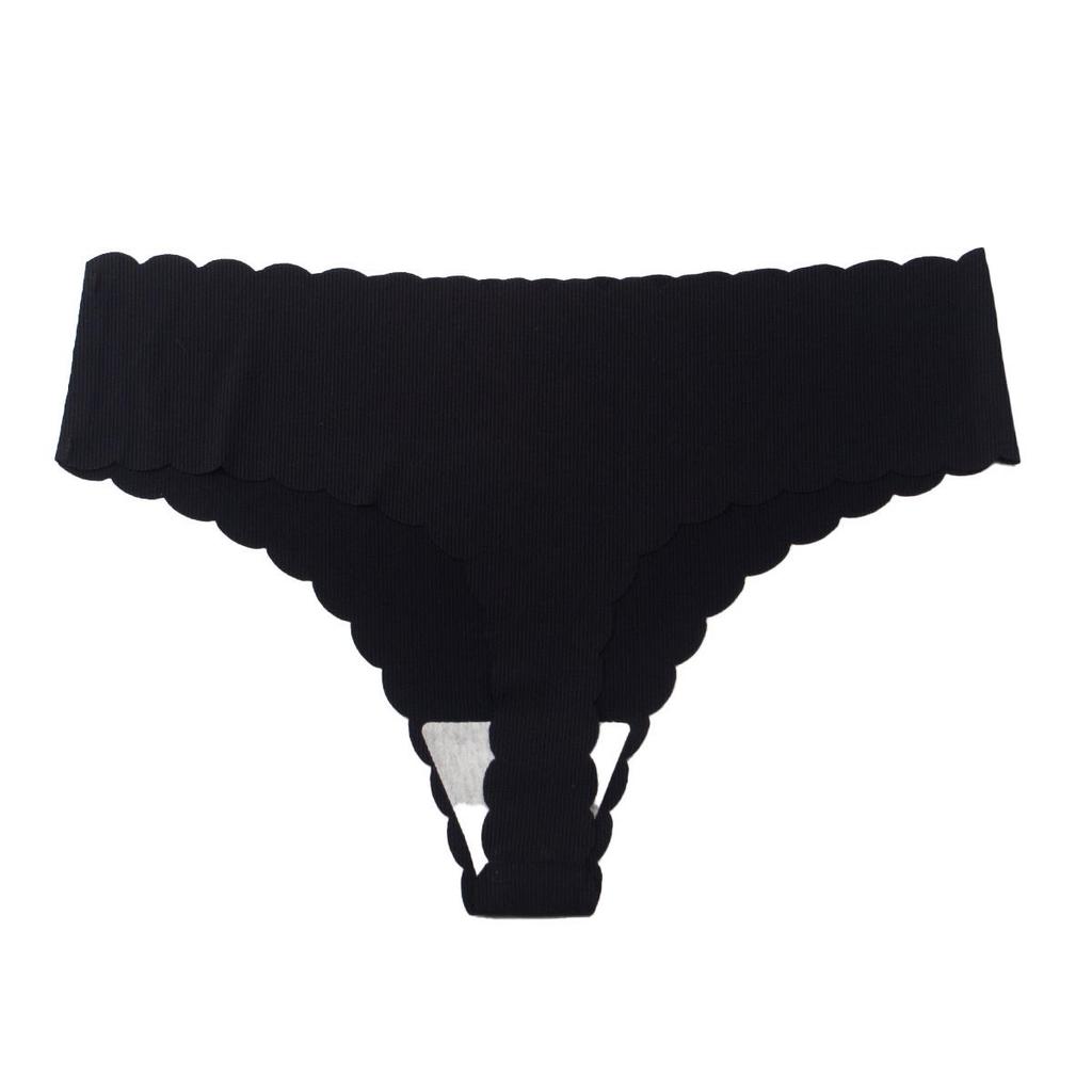 Dámské bezešvé kalhotky tanga s krajkovým lemem a nízkým pasem