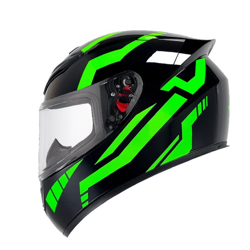 Full Face Motorcycle Helmet Scooter Electric Bike Winter Anti-Fog Gray ABS Safety With Rear Wing