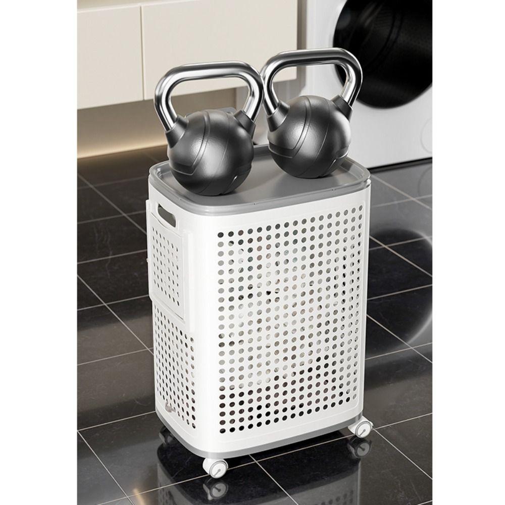 Wäschekorb in großer Größe, leise Räder, Wäschebehälter, Korb für Schmutzwäsche, Wohnen in einer Wohnung