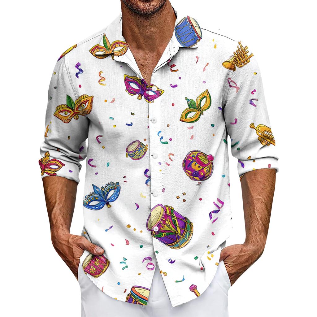 Herren Freizeit Langarmhemd mit Knopfleiste