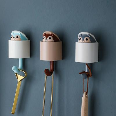 Γάντζος σκίουρος γάντζος βισκόζης χωρίς τρύπημα οικιακός καρτούν χαριτωμένος διακοσμητικός γάντζος πόρτας κλειδιών γάντζος ρούχων