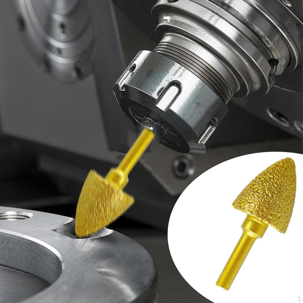 Diamant-Schleifkopf-Burr, 6 mm Schaft, Drehwerkzeug, Stiftspitze für DIY-Steinschnitzerei