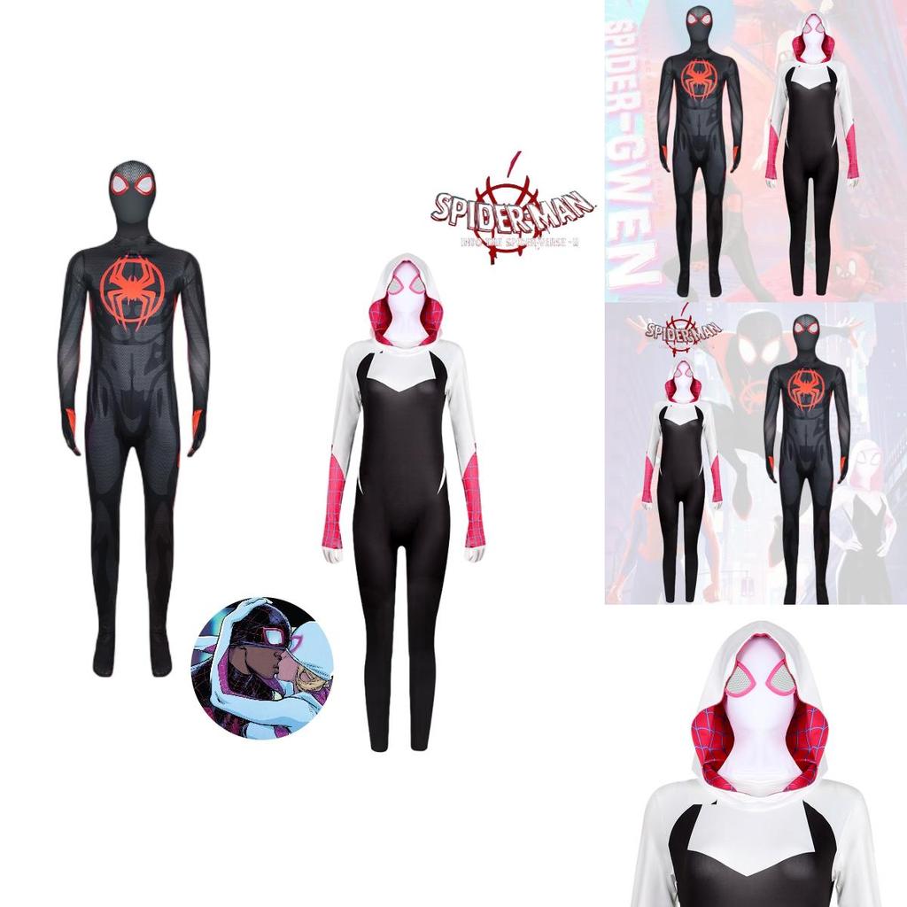 2023 Spider-man Miles Gwen Cosplay Costume Women's Spider-man Jumpsuit Milk Silk Fabric