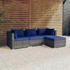 Vidaxl 4-Cz. Garden Lounge Set, Cushions, Grey PE Rattan