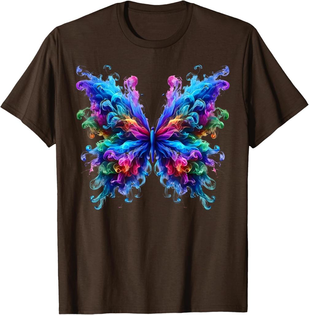 Vibrant Smoke Butterfly Graphic Tee Men's Breathable Crewneck Casual Trip T-Shirt