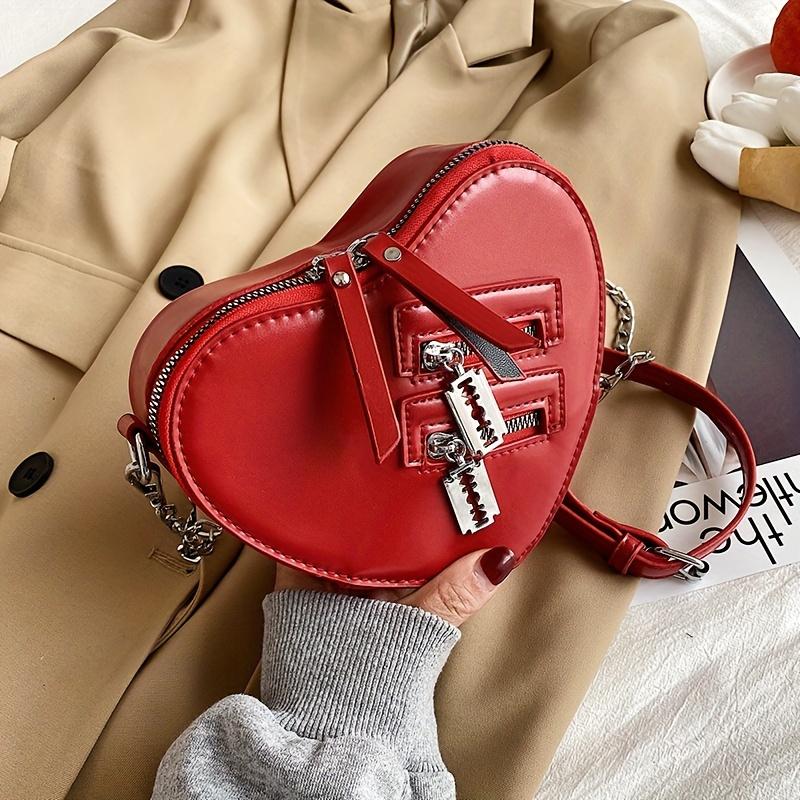

Сумка через плечо Love Heart Shaped, готическая сумка на молнии, мини-кошелек в стиле панк для женщин красный