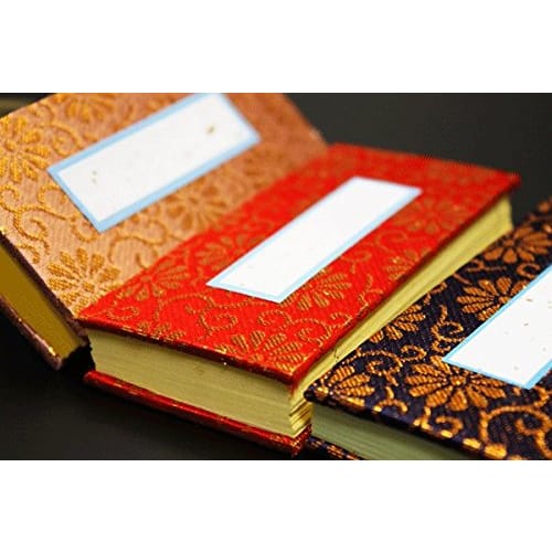 Kyoto Butsudan Hayashi Memorial Book, Regular Gold Brocade (Navy Blue), 4.5 Inches, with Dates, Approximately 13.5cm Long and 5.5cm Wide (Set, Kyoto B