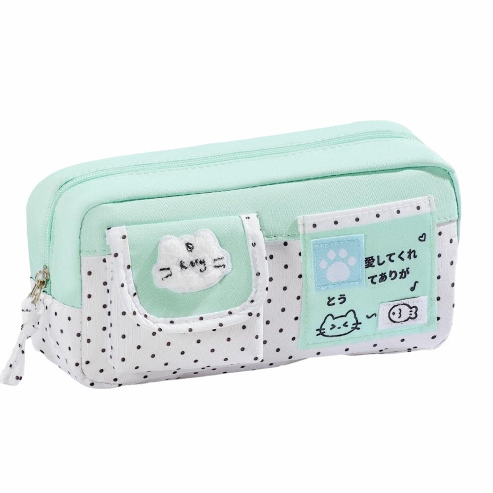 Multi-Pocket Pen Bag Plaid Design Pencil Pouch Portable Pencil Case  School Supplies