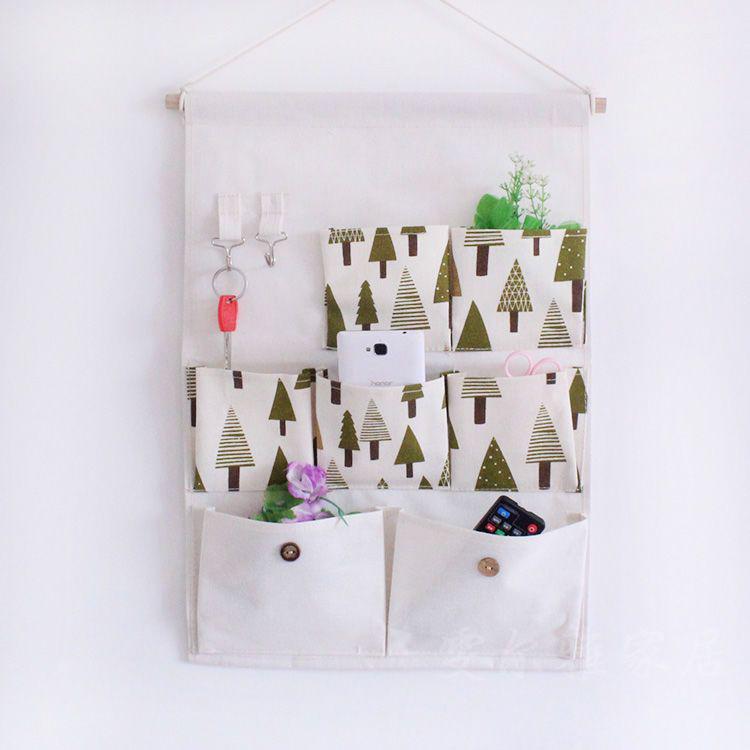 Multi-layer Fabric Hanging Storage Bag for Dormitory and Wardrobe Door, Wall-Mounted Phone Organizer
