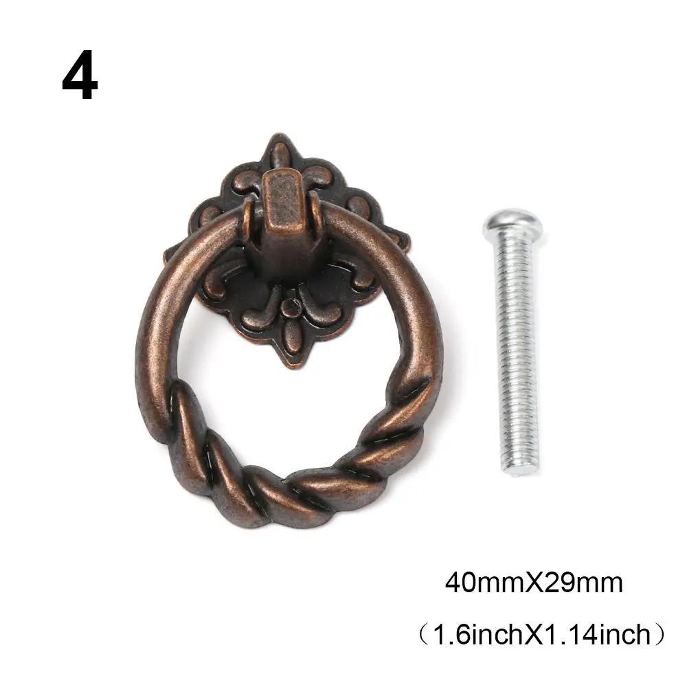 Retro Bronze Handles Ring Pattern Wardrobe Cabinet Drawer Closet Single Hole Pulls Multi-purpose Furniture Auxiliary Knobs