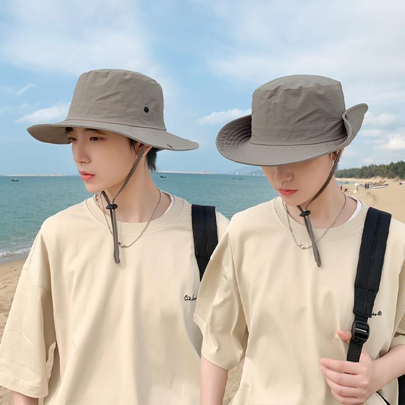 Summer Quick-Drying Bucket Hats For Men Women Outdoor Big-Brimmed Fisherman Hat Climbing Fishing Sun Protection Cowboy Hat Cap