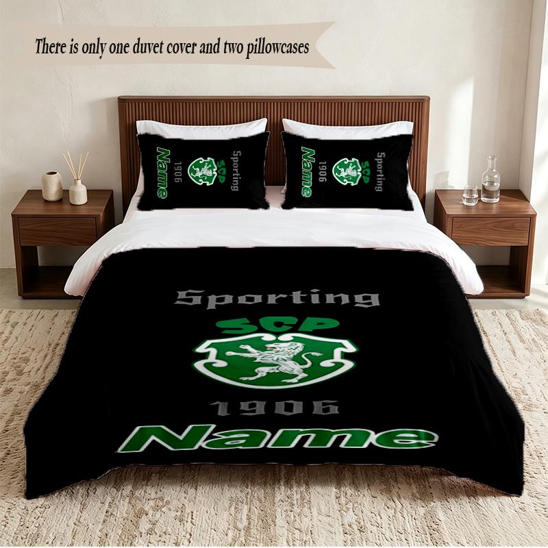 Sporting Clube de Portugal Personalized Custom Name 3‑Piece Bedding Set Soft Duvet Cover Set For Bedroom Home Decor