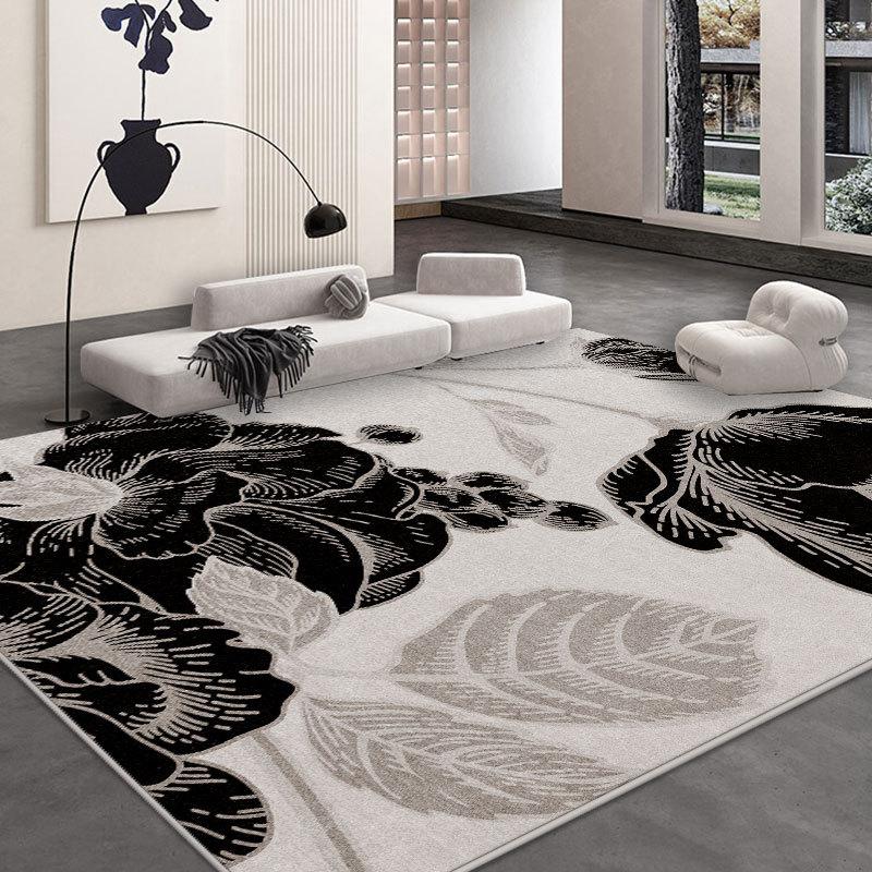 Modern Luxury Living Room Carpet - Full Coverage Stain Resistant Easy Clean Sofa Coffee Table Mat Anti-Slip Bedroom Floor Decor