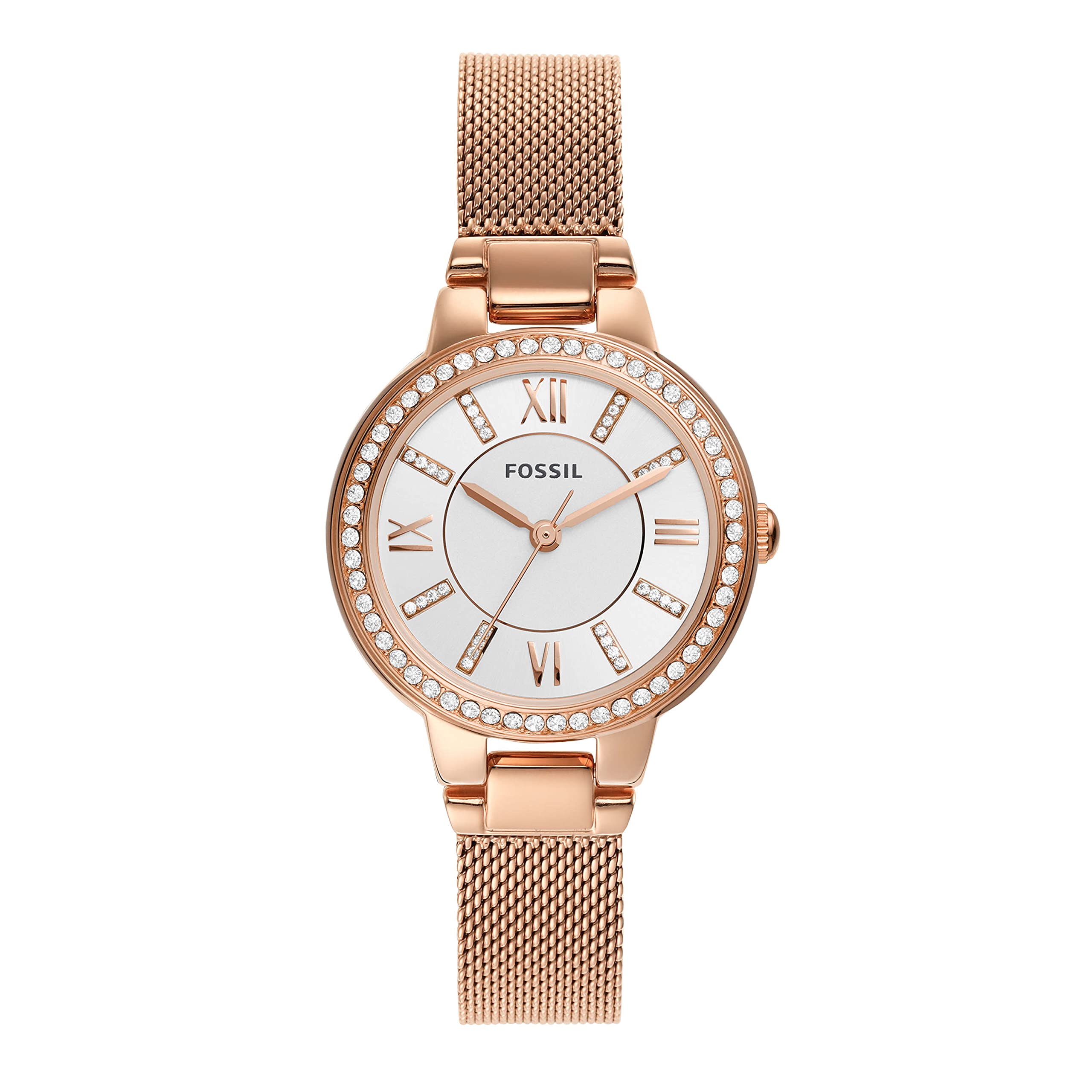 VIRGINIA Rose Gold Tone Stainless Steel Mesh Watch Three-Hand
