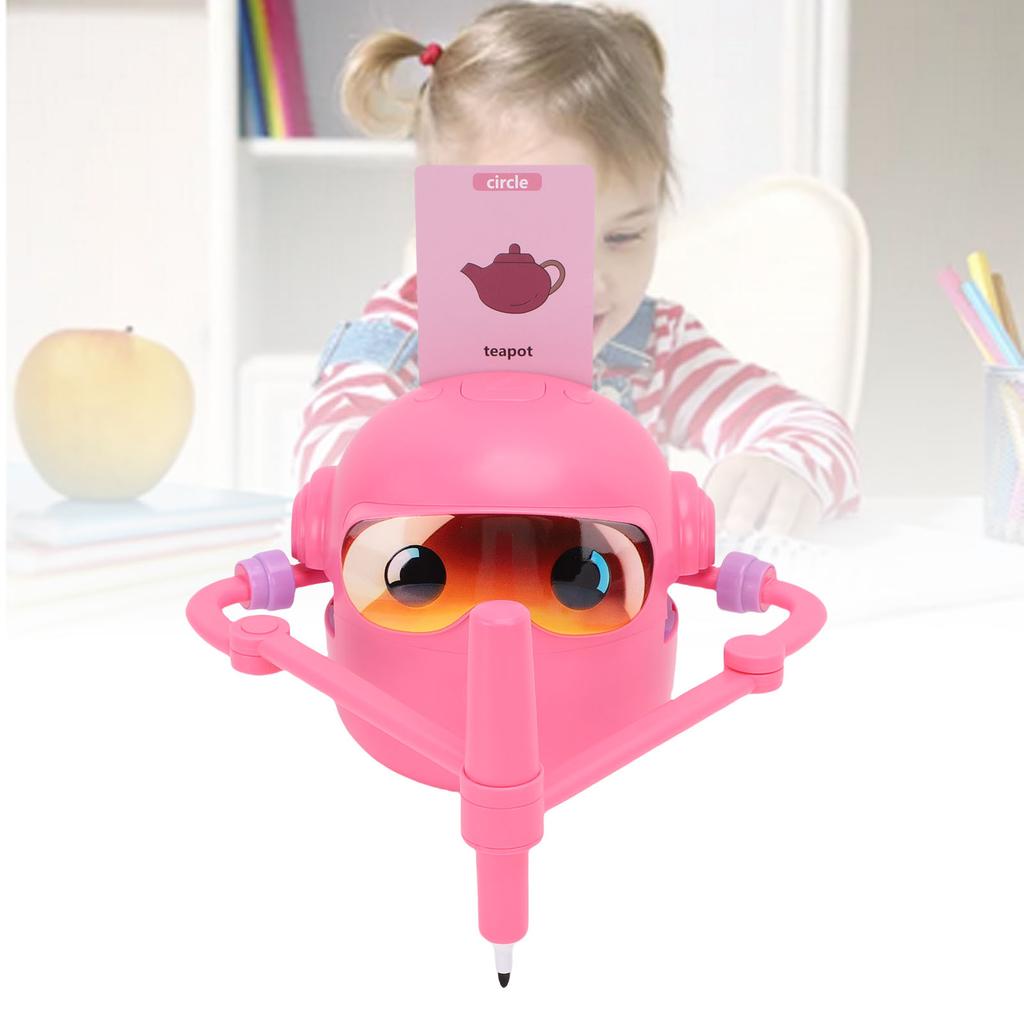 Intelligentes, automatisches Zeichenroboter-Spielzeug, lustige Musik-Lernmaschine mit 100 Karten und 14 bunten Stiften