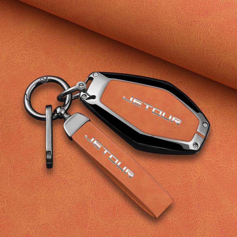 For Chery Jietu X70 X70Plus X70M X90Plus X95Pro Key Case Car Remote Key Fob Zinc Alloy Leather Protective Case Car Accessories