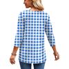 Women's Casual Floral Print V-Neck Three-Quarter Sleeve Blouse for Spring and Summer