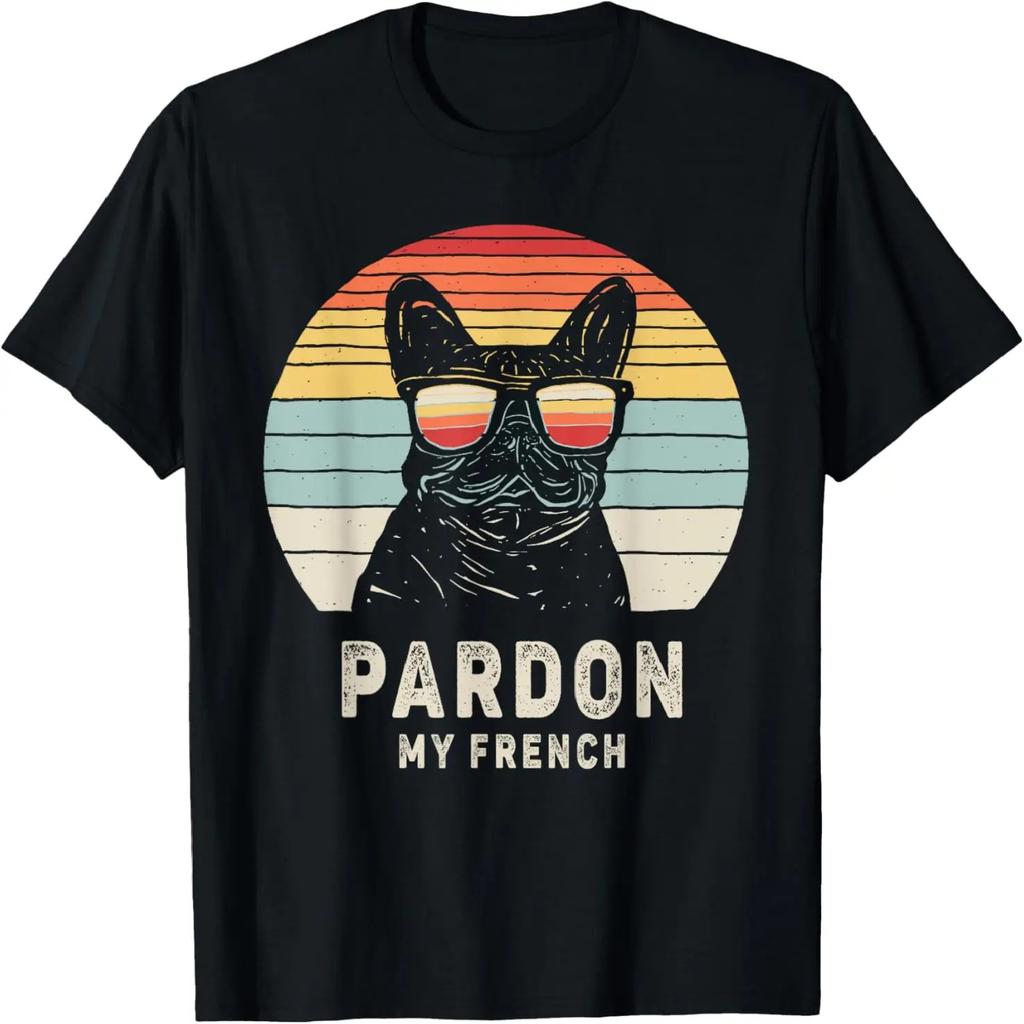 Vintage Retro Pardon My French Frenchie Bulldog Dog T-Shirt