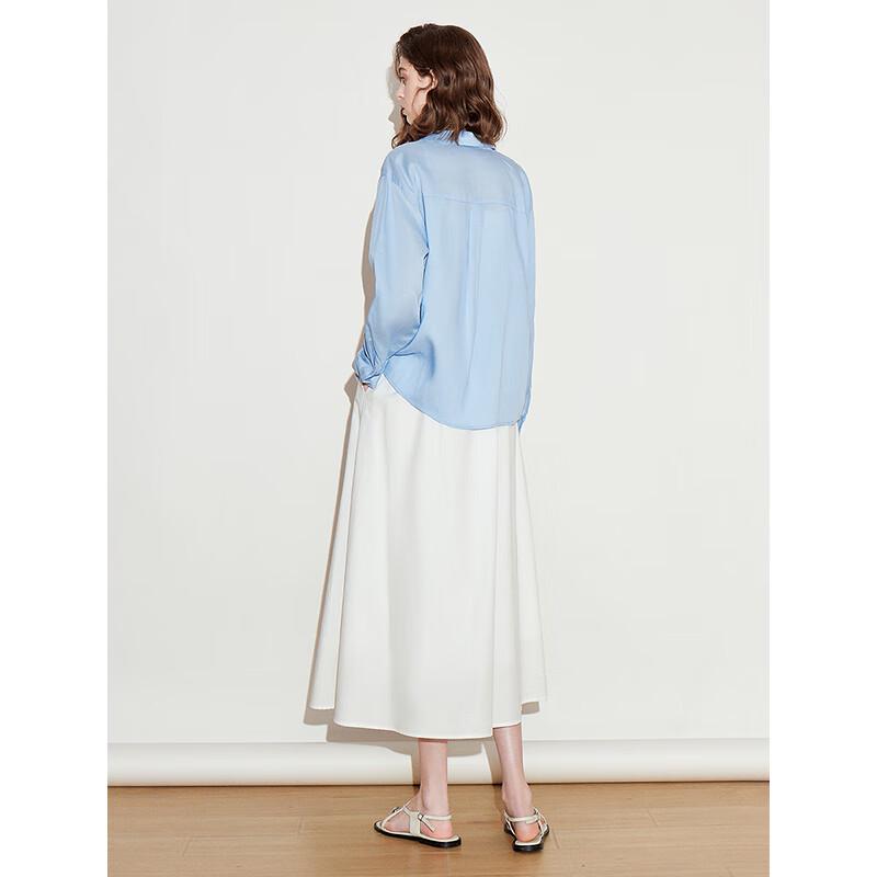 Chuyu Women's Pleated Lapel Lyocell Shirt