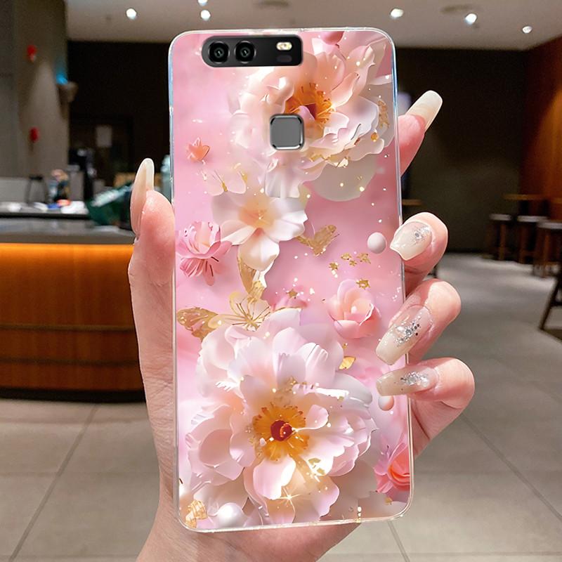 For Huawei P9 EVA-L29 L09 Case Huawei P9 Plus VIE-L29 L09 Cover Clear Luxury Fashion Butterfly Flowers Soft Silicone Phone Case