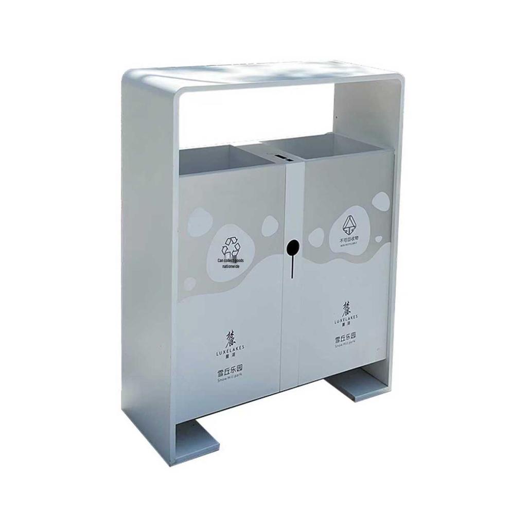 Stainless Steel Large Outdoor Trash Can for Sorting Waste