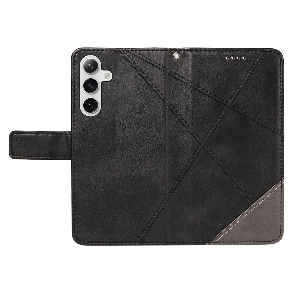 For Samsung Galaxy S25+/S24+ Case PU Leather Magnetic Clasp Phone Cover Geometric Line Wrist Strap