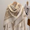 Fashion  Women'S Faux Cashmere Winter Shawl Vintage Print Tassels Thick Warm Pashmina Two-Sided Outdoor Scarf Wraps Foulard