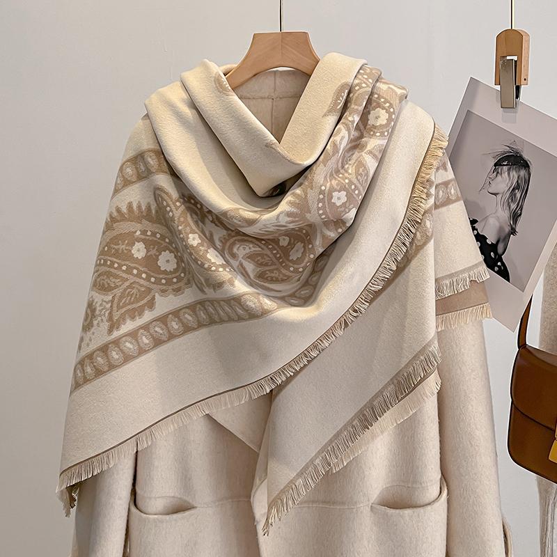 

Women S Cashmere Scarf - Ethnic Printed Tasseled Winter Shawl Pashmina Wrap & Foulard Poncho