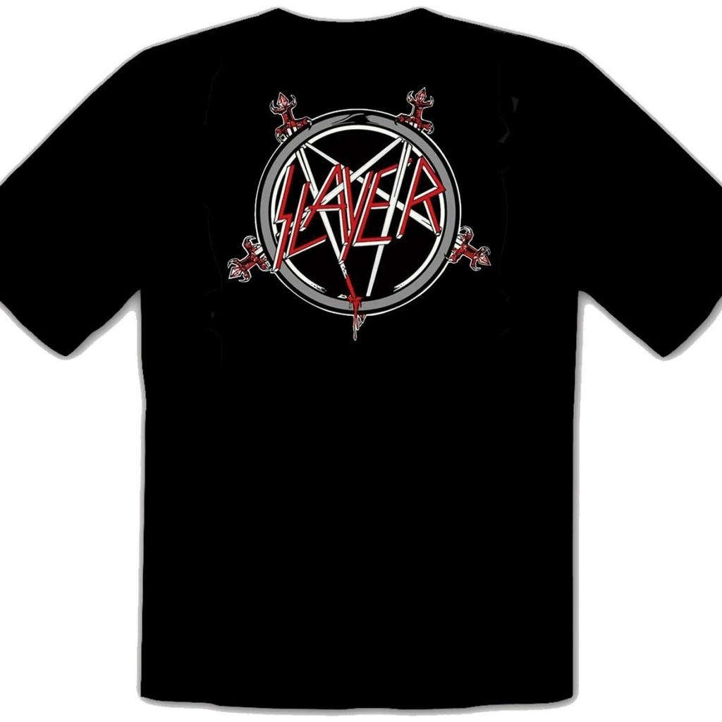 Slayer Sos Crucifixion Pattern Printed Unisex TShirt Casual Street Style Cotton TShirt Suitable For Metal Enthusiasts