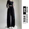 Gray sweatpants women's spring and autumn new high-waisted and thin parachute sweatpants straight casual loose wide-leg pants