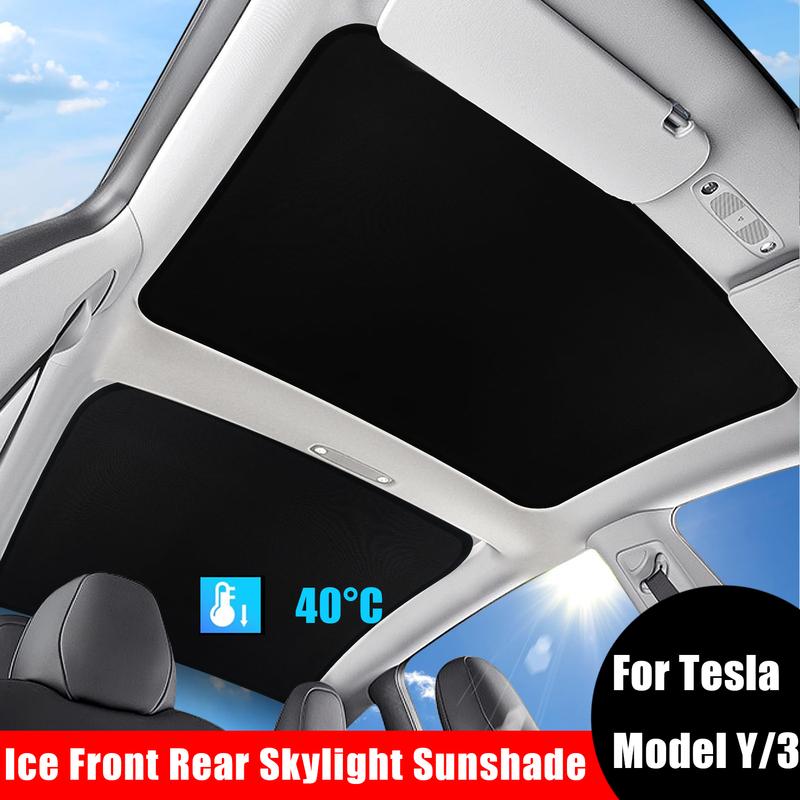 Parasole Per Tesla Model 3 Tetto Apribile Highland Modello 2025 Model Y 2020-25 Panno Ghiacciato Fibbia Parasole Vetro Anteriore Posteriore Accessorio Tetto