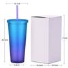 Rainbow Color Wind Double-Layer Plastic Straw Cup Matte Easy Cup Outdoor Sports Water Cup