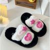 Rabbit fur premium trendy plush slippers wear fluff feeling small fragrance sweet sister cotton drag fried street cute