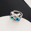 Cute Silver Color Alloy Cat Ring Fashionable Cat Eye Opening Adjustable Ring For Women Trendy Jewelry Accessories Gift