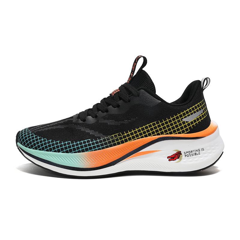 Running Shoes Mesh Sports Shoes Breathable Shock Absorption Rebound Professional Marathon Carbon Board Racing Training Running Shoes