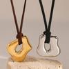 Trendy Irregular Geometric Metal Pendant Necklace Stylish Wax Rope Neckchain Handmade Jewelry Gift for Women Girls