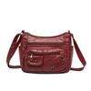 Dameveske i mykt skinn Mammaveske Flere rom Flere glidelåser Stor kapasitet Skulderveske Crossbody-veske