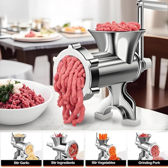 Yousheng Meat Grinder Stainless Steel Blade Manual Mincer 3-in-1 Sausage Maker Low Noise Operation Kitchen Meat Grinder