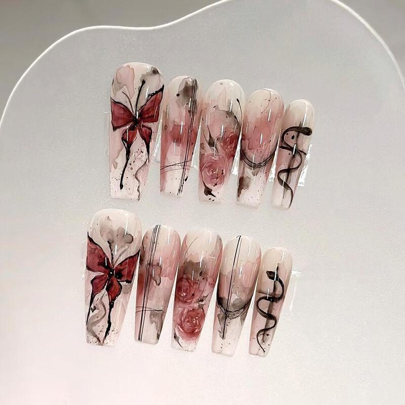 Наклейки для ногтей Fumede Watercolor Rose & Butterfly Press-On