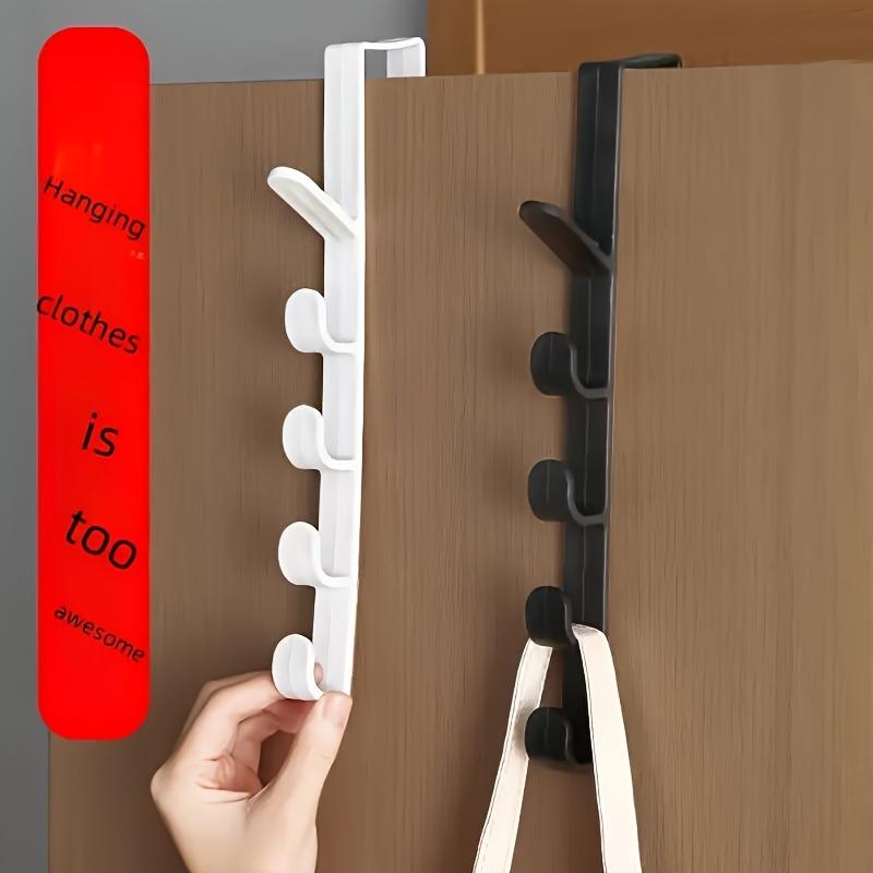 Versatile 5-Hook Over-the-Door Hanger - Perfect for Coats, Towels & Robes, Durable Plastic