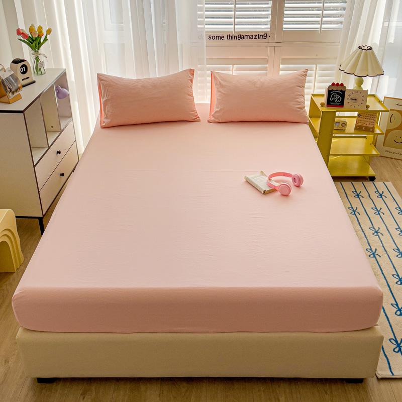 

Простыня на резинке из стираного хлопка однотонная, с эластичными лентами, нескользящий регулируемый наматрасник с принтом для двуспальной, королевской и двуспальной кровати 90x200cm 1pc