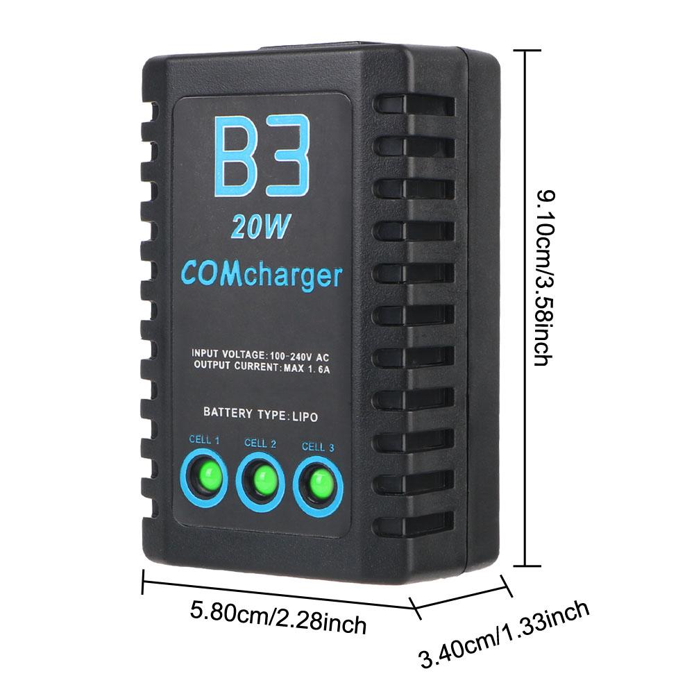 For RC Car Helicopter AC 7.4-11.1V 20W EU Plug LED lights Compact Balance Charger 2S-3S RC Balance Charger LiPo Battery Charger